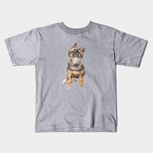 German Shepherd Puppy Kids T-Shirt by wanderinglaur